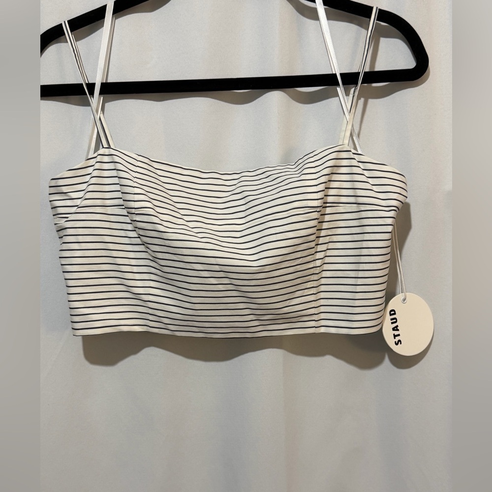 Staud Federico Striped Stretch-Cotton Sleeveless Crop Top Size M NWT